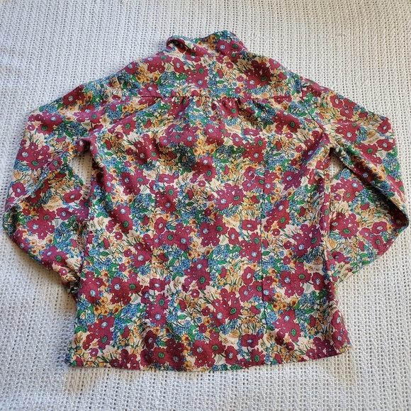 Vintage Women’s Small Colorful Floral Long Sleeve Button Down Collared Shirt - Picture 2 of 7